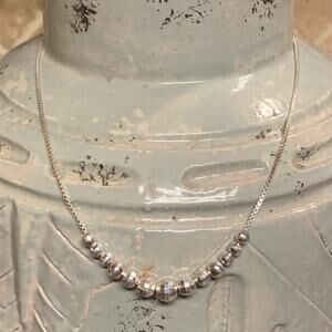 Sterling Silver Graduating Mirror Ball Beaded Necklace on Snake Chain Vintage